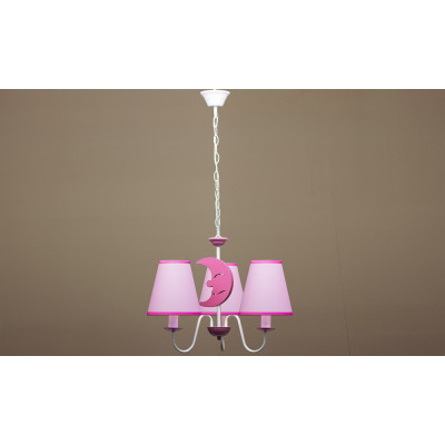 Lámpara infantil con luna en color rosa