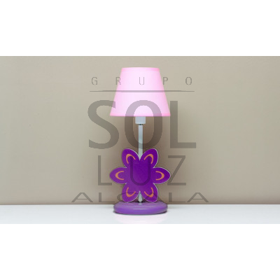 Lámpara de Sobremesa Infantil con una Flor en Color Lila | LuzAlcala.com