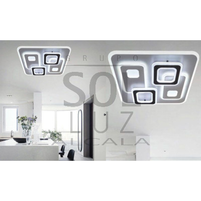 Plafón LED Moderno Acabado Blanco con Cuadrados | LuzAlcala.com