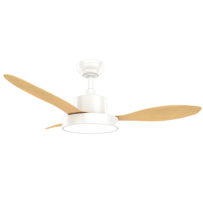 Ventilador Mod. PARIS Motor DC. Blanco/madera | LuzAlcala.com
