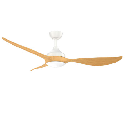 Ventilador Mod. CERDEÑA Motor DC. Blanco/madera | Luz Alcalá