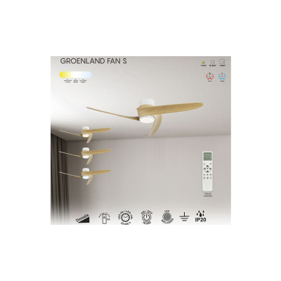 Ventilador Mod. GROENLAND S de MANTRA en Blanco/Madera | LuzAlcala.com