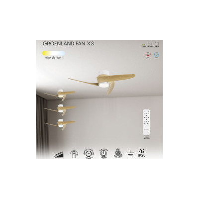 Ventilador Mod GROENLAND XS de MANTRA en Blanco/Madera | LuzAlcala.com