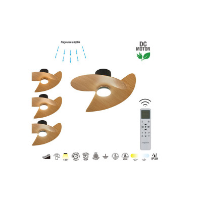 Ventilador Mod. ONA de MANTRA en negro/madera | LuzAlcala.com