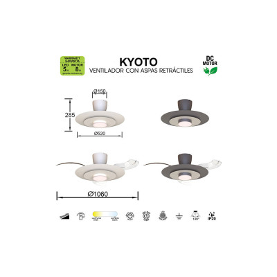 Ventilador Kyoto de MANTRA en café/níquel cepillado | LuzAlcala.com