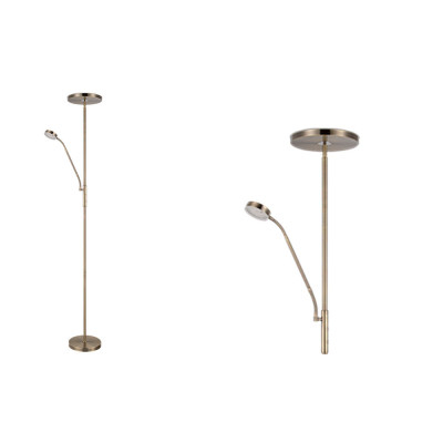 Pie de salón LED regulable y cambio de tono en cuero | LuzAlcala.com