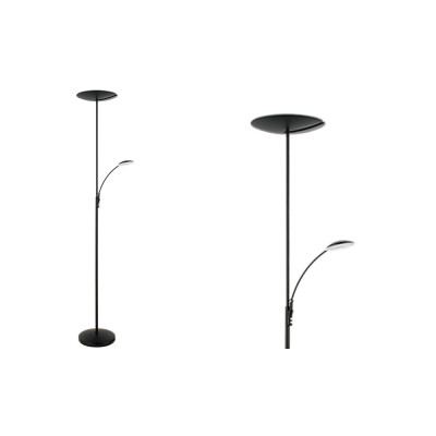 Pie de salón LED regulable y cambio de tono en negro | LuzAlcala.com