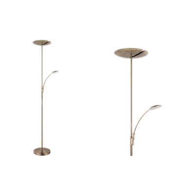 Pie de salón LED regulable y cambio de tono en cuero | LuzAlcala.com