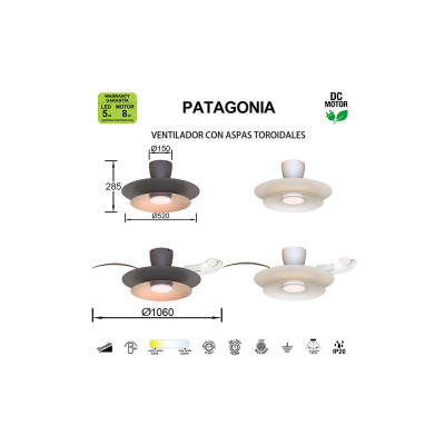 Ventilador Mod. PATAGONIA MANTRA café/cobre cepillado | LuzAlcala.com