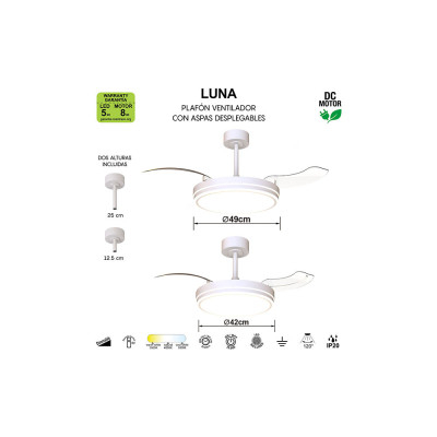 Ventilador Mod. LUNA S de MANTRA en blanco | Luz Alcalá