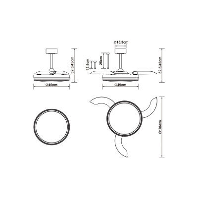 Ventilador Mod. LUNA M de MANTRA en blanco | Luz Alcalá
