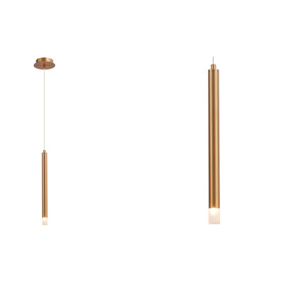 Colgante serie TUBO moderno una luz en Dorado Cepillado| LuzAlcala.com